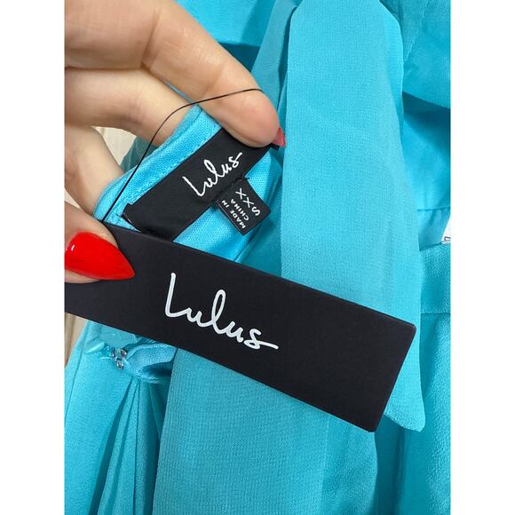 NWT Lulus Tier and Now Blue Tie-Back Tiered Maxi Dress Dance Gala Wedding Sz XXS - Picture 6 of 8